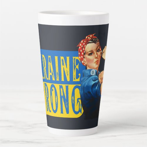 Ukraine Strong Rosie the Riveter  Latte Mug