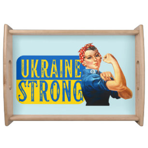 Ukraine Strong Rosie the Riveter Serving Tray