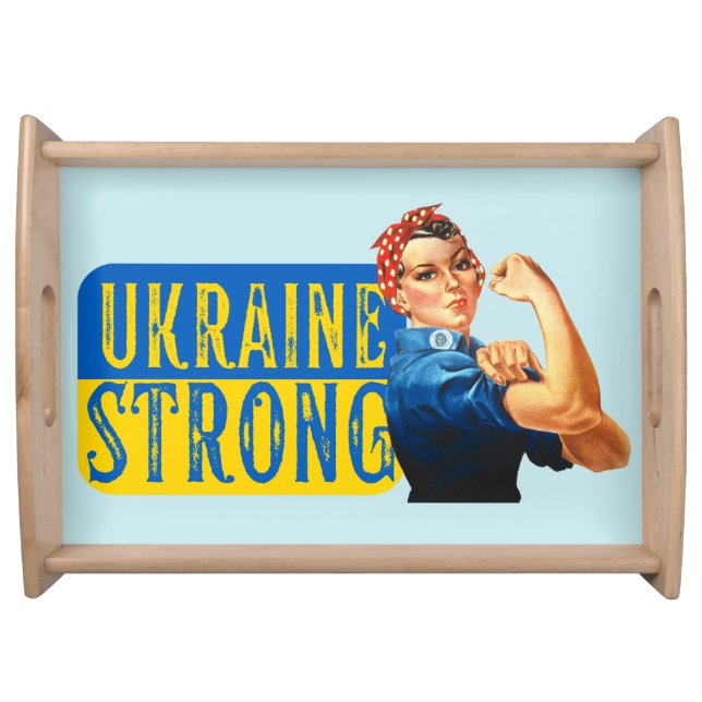 Ukraine Strong Rosie the Riveter  Serving Tray (Front)