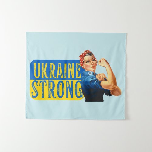 Ukraine Strong Rosie the Riveter  Tapestry