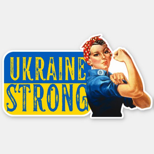 Ukraine Strong Rosie the Riveter Vinyl Sticker