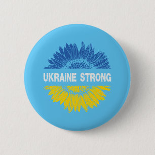 Ukraine Strong Sunflower Button