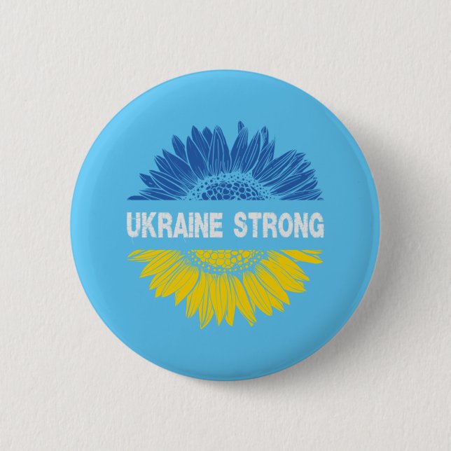 Ukraine Strong Sunflower Button (Front)