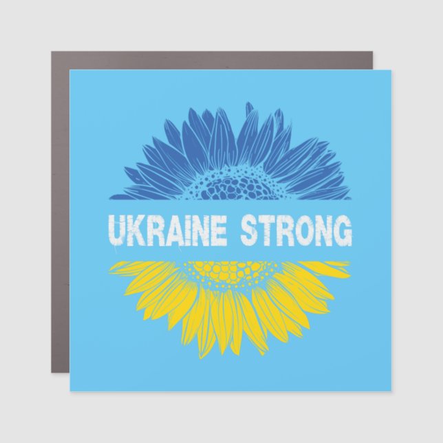 Ukraine Strong Sunflower Car Magnet (Front)