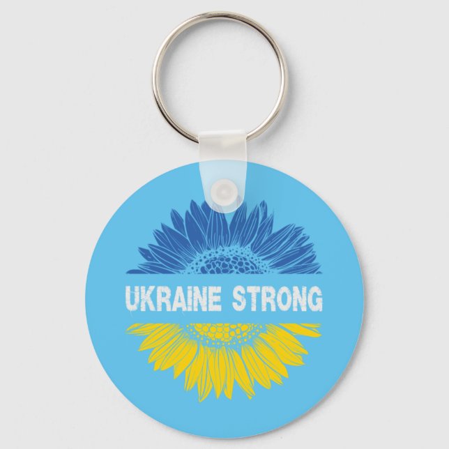 Ukraine Strong Sunflower Keychain (Front)