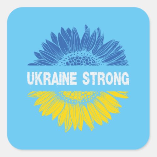 Ukraine Strong Sunflower Square Sticker