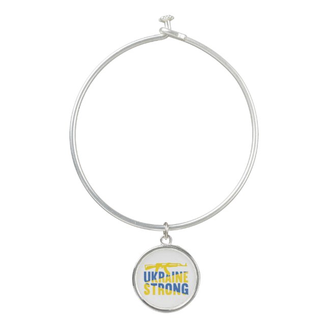 Ukraine Strong Support for Ukraine Bangle Bracelet (Front)