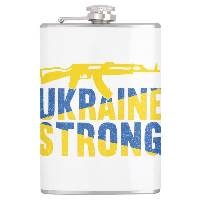 Ukraine Strong Support for Ukraine Flask (Front)