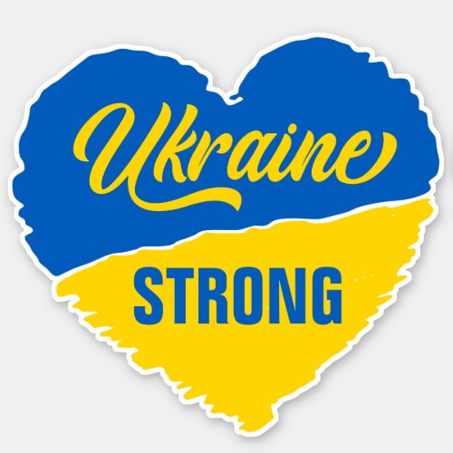 Ukraine Strong Support Peace Ukrainian Flag Heart Sticker