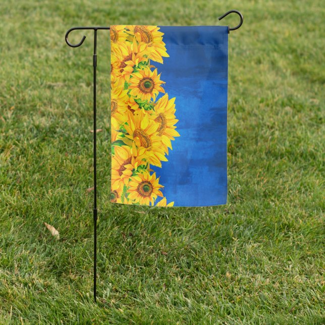 Ukraine Sunflower Banner Garden Flag (In SItu)