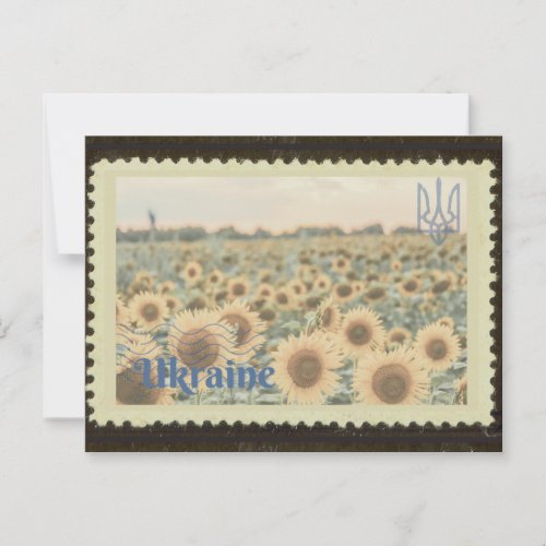 Ukraine sunflower field Stamp Postcard
