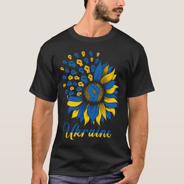 Ukraine Sunflower Flag Support Ukraine Free friend T-Shirt (Front)