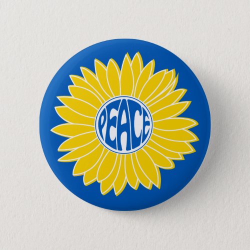 Ukraine Sunflower Peace  Button