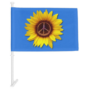 Ukraine Sunflower Peace Symbol Sign Anti-War Car Flag
