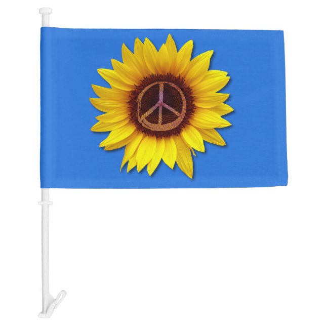 Ukraine Sunflower Peace Symbol Sign Anti-War       Car Flag (Front)