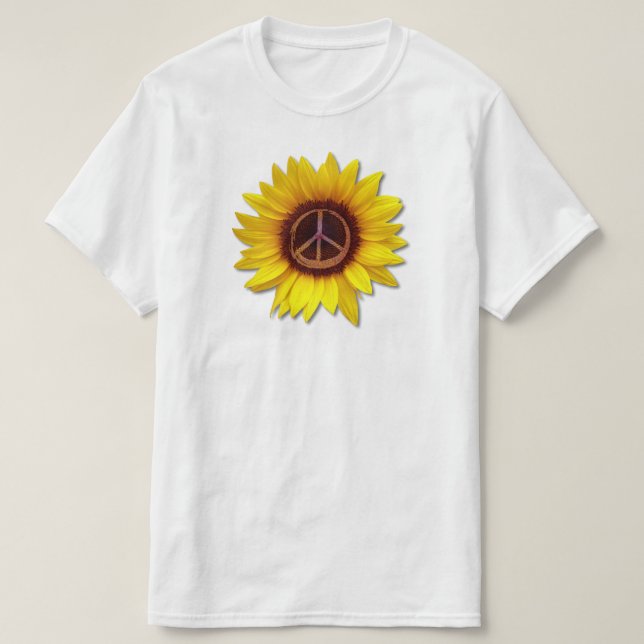 Ukraine Sunflower Peace Symbol Sign Anti-War Love  T-Shirt (Design Front)
