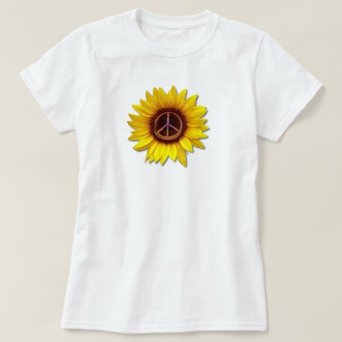 Ukraine Sunflower Peace Symbol Sign Anti_War Love  T_Shirt