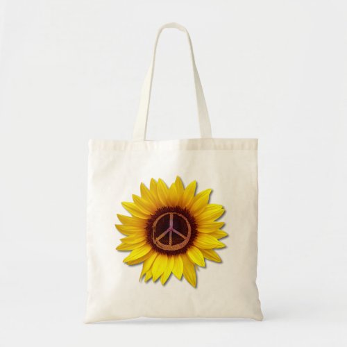 Ukraine Sunflower Peace Symbol Sign Anti_War Love  Tote Bag