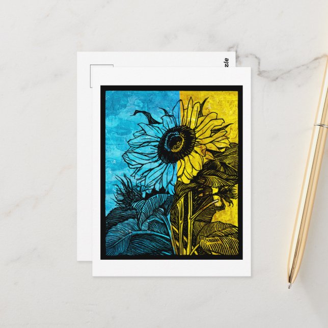 Ukraine Sunflower Postcard (Front/Back In Situ)