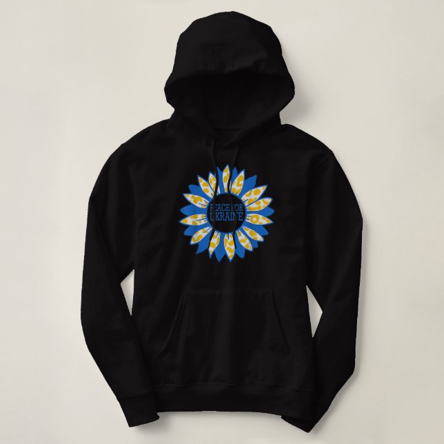  Ukraine Sunflower Stand with Ukraine Peace T Shir Hoodie (Design Front)
