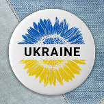 Ukraine Sunflower Support Solidarity Ukrainian  Button<br><div class="desc">Ukraine sunflower in ukrainian flag colors blue and yellow / gold to show support for Ukranian peace and freedom. COPYRIGHT © 2021 Judy Burrows,  Black Dog Art - All Rights Reserved. Ukraine Sunflower Support Solidarity Ukrainian button</div>