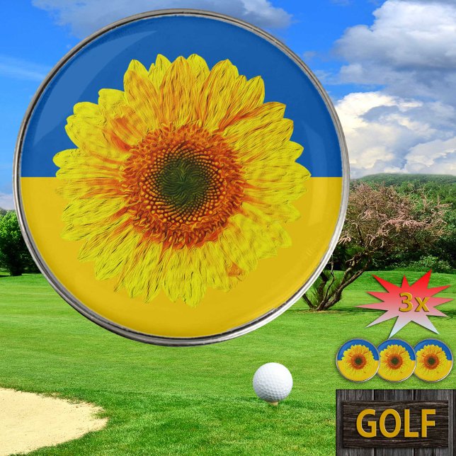 Ukraine Sunflower & Ukrainian Flag / Flower Golf Ball Marker (Creator Uploaded)
