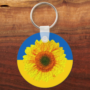 Ukraine Sunflower & Ukrainian Flag / Flower Keychain