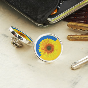 Ukraine Sunflower & Ukrainian Flag / Flower Lapel Pin