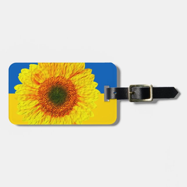 Ukraine Sunflower & Ukrainian Flag / Flower Luggage Tag (Front Horizontal)