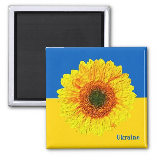 Ukraine Sunflower  Ukrainian Flag  Flower Magnet