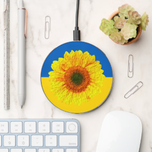Ukraine Sunflower & Ukrainian Flag / Flower Wireless Charger