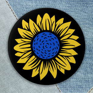 Ukraine Sunflower Ukrainian Solidarity Button