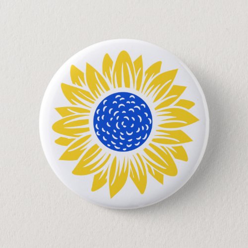 Ukraine Sunflower Ukrainian Support Blue Yellow  Button