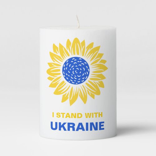 Ukraine Sunflower Ukrainian Support Patriotic Pillar Candle