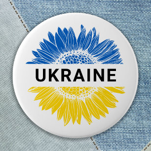 Ukraine Sunflower Ukrainian Support Solidarity  Button