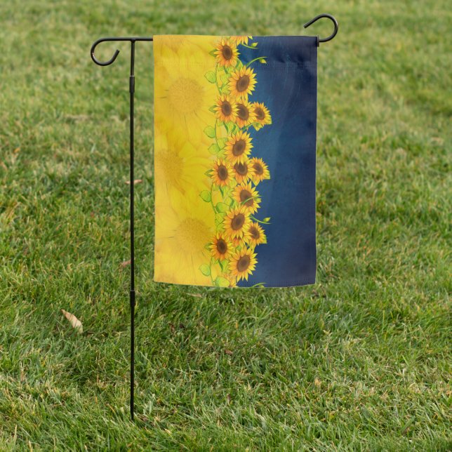 Ukraine Sunflowers for Hope and Peace Garden Flag (In SItu)