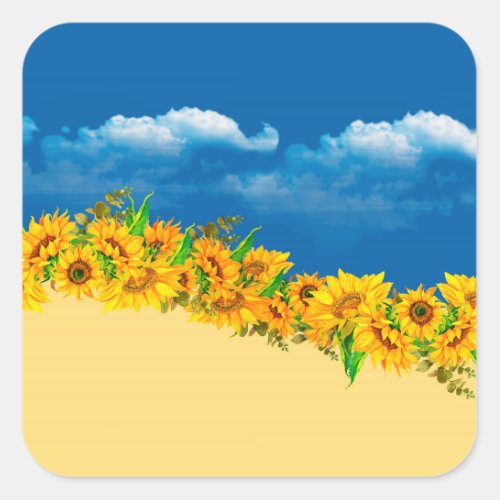 Ukraine Sunflowers for World Peace Square Sticker