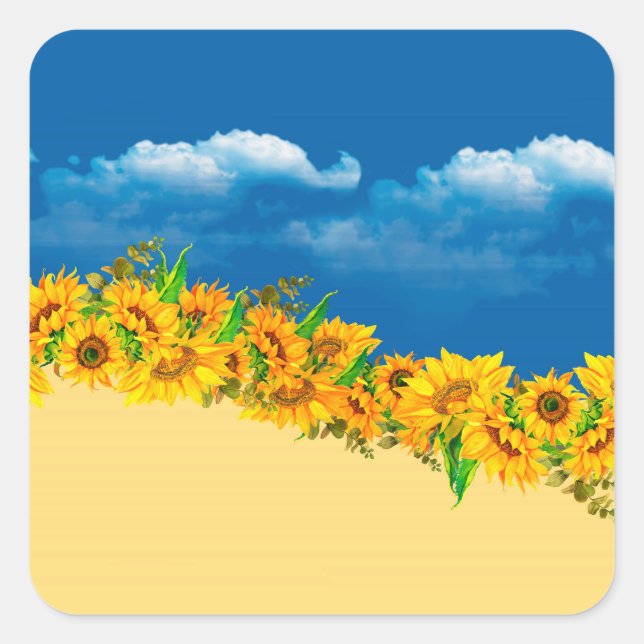 Ukraine Sunflowers for World Peace Square Sticker (Front)