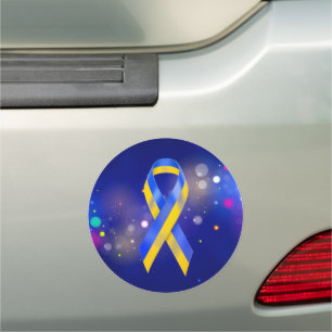 Ukraine support blue yellow awareness ribbon car magnet