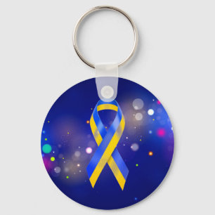 Ukraine support blue yellow awareness ribbon keychain
