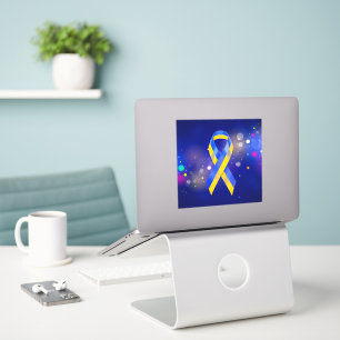 Ukraine support blue yellow awareness ribbon sticker