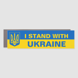 Ukraine Support Coat Of Arms Ukrainian Flag Car Magnet