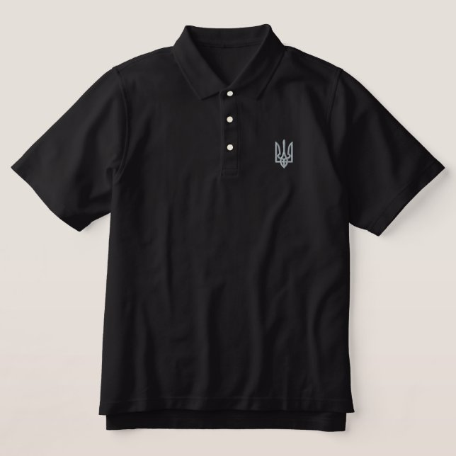 Ukraine Support Embroidered Polo Shirt (Design Front)