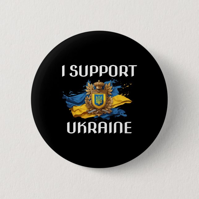 Ukraine Support Flag And Symbol Ukrainian People I Button (Front)