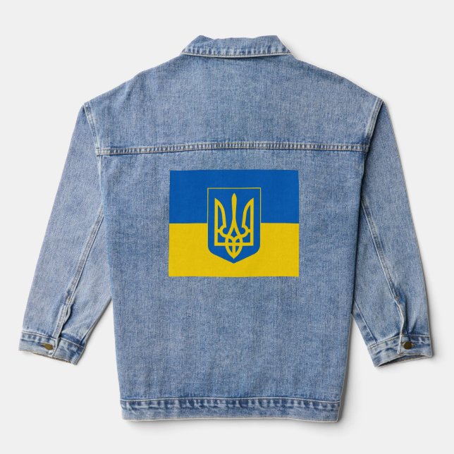 UKRAINE SUPPORT FLAG DENIM JACKET (Back)