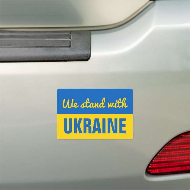 Ukraine Support Peace Blue Yellow Ukrainian Car Magnet (In Situ)