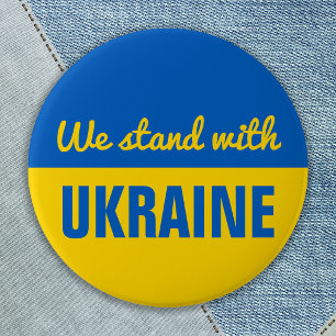 Ukraine Support Peace Blue Yellow Ukrainian Flag Button