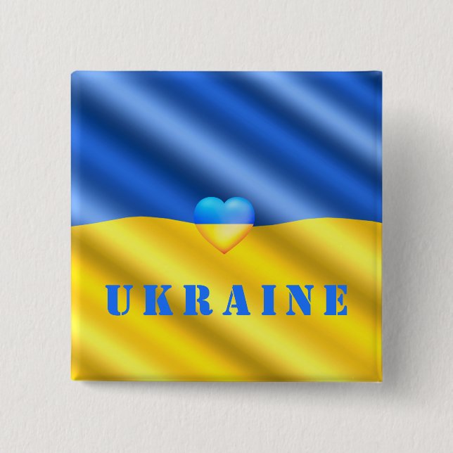 Ukraine - Support Peace Freedom - Ukrainian Flag  Button (Front)
