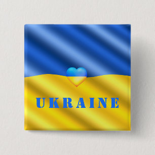 Ukraine - Support Peace Freedom - Ukrainian Flag Button