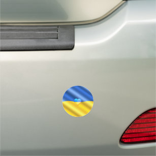 Ukraine - Support - Peace Freedom - Ukrainian Flag Car Magnet